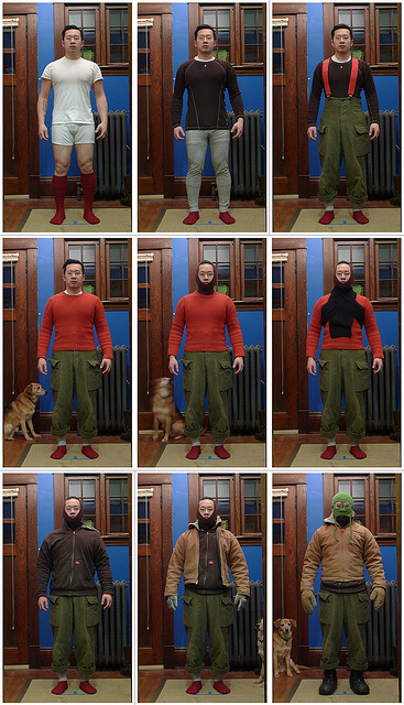 How to dress to walk the dog.